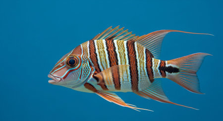Underwater Marine Life with Tropical Fish in Blue Ocean.