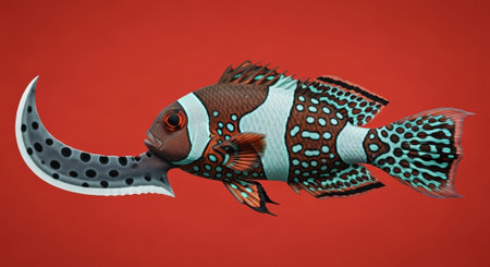 Underwater Marine Life with Tropical Fish in Blue Ocean.