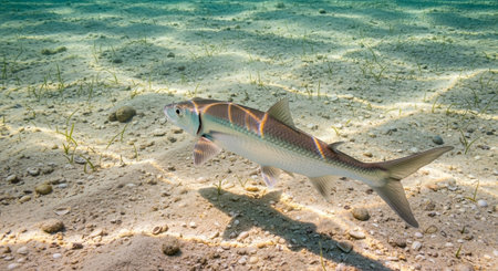 Underwater Marine Life with Tropical Fish in Blue Ocean.