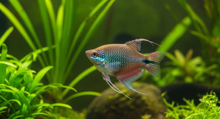 Underwater Marine Life with Tropical Fish in Blue Ocean.