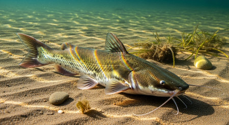 Underwater Marine Life with Tropical Fish in Blue Ocean.