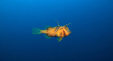 Underwater Marine Life with Tropical Fish in Blue Ocean.
