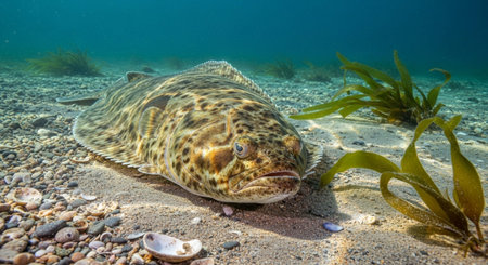 Underwater Marine Life with Tropical Fish in Blue Ocean.