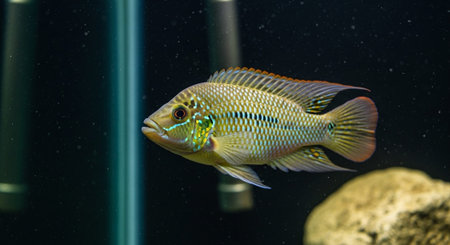Underwater Marine Life with Tropical Fish in Blue Ocean.
