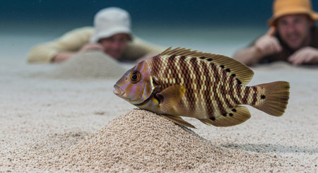 Underwater Marine Life with Tropical Fish in Blue Ocean.