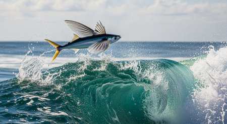 Underwater Marine Life with Tropical Fish in Blue Ocean.