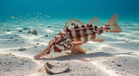 Underwater Marine Life with Tropical Fish in Blue Ocean.