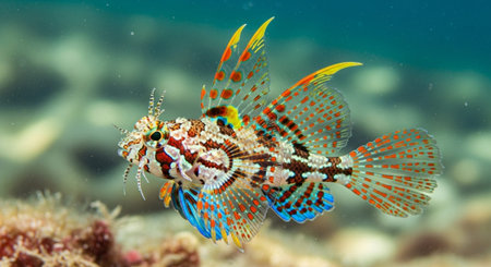 Underwater Marine Life with Tropical Fish in Blue Ocean.