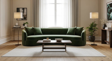 Modern Home Decor with Elegant Wooden Furniture.の写真素材