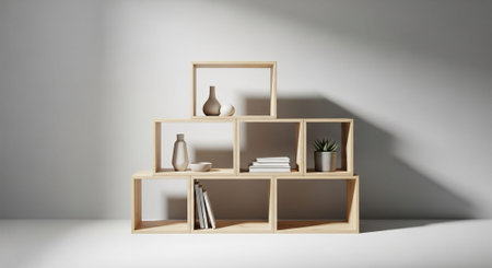 Modern Home Decor with Elegant Wooden Furniture.の写真素材