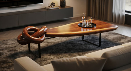 Modern Home Decor with Elegant Wooden Furniture.の写真素材