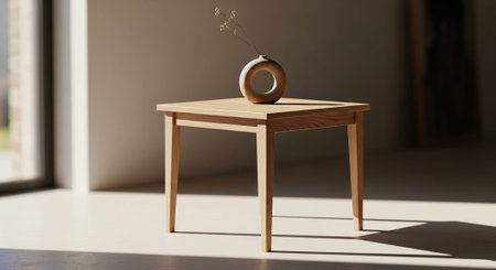 Modern Home Decor with Elegant Wooden Furniture.の写真素材