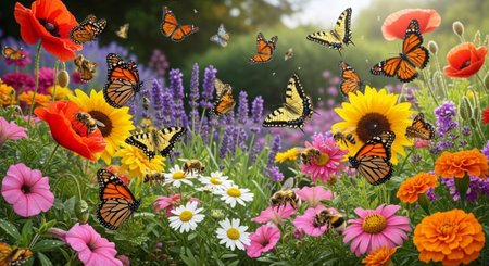Colorful Garden Nature and Organic Farming Background.