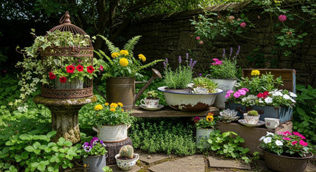 Colorful Garden Nature and Organic Farming Background.
