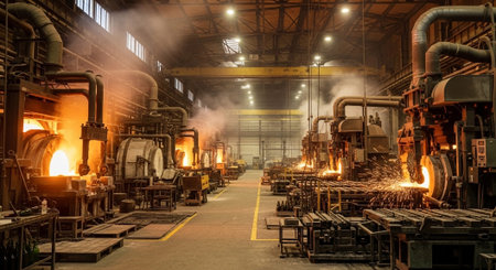 Advanced Industrial Factory and Energy Production Facility with Modern Machinery and Infrastructure.