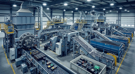 Advanced Industrial Factory and Energy Production Facility with Modern Machinery and Infrastructure.