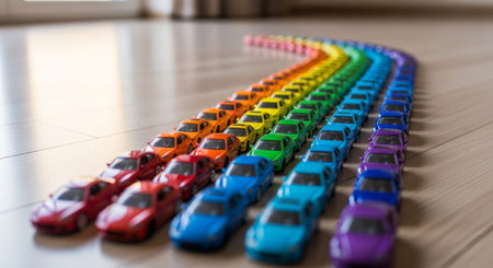 Colorful Kids Toys and Rainbow Geometric Abstract Backgrounds.