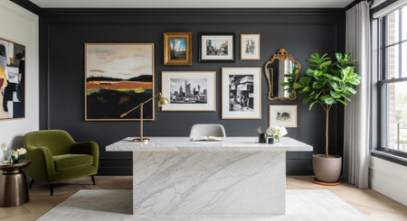 Modern Luxury Architecture Interior and Scenic Landscape Background.