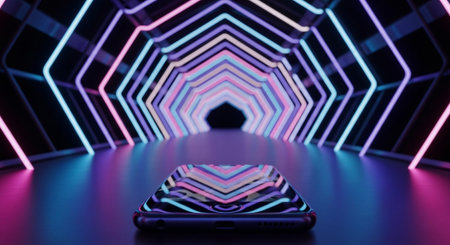 Futuristic AI Technology and Digital Innovation Concepts with Neon Light Effects.