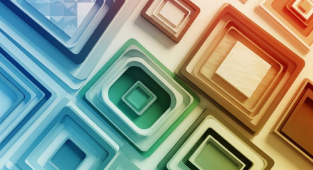 Abstract Futuristic Background with Vibrant Gradient Waves and Geometric Patterns.
