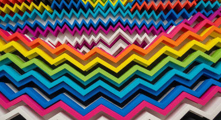 Abstract Futuristic Background with Vibrant Gradient Waves and Geometric Patterns.