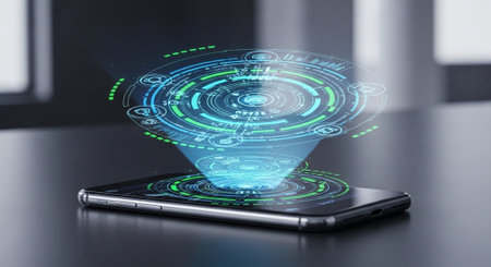 Futuristic AI Technology and Digital Innovation Concepts with Neon Light Effects.