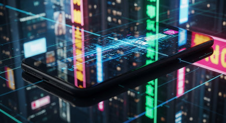 Futuristic AI Technology and Digital Innovation Concepts with Neon Light Effects.