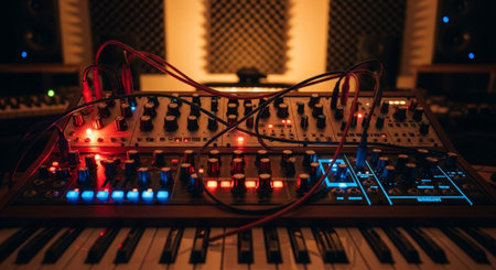 Creative Music Background Collection Featuring Cinematic Instruments, Neon Lights and Atmospheric Scenes.