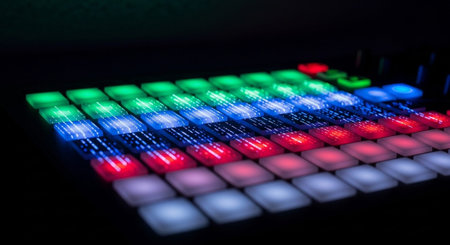 Creative Music Background Collection Featuring Cinematic Instruments, Neon Lights and Atmospheric Scenes.