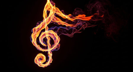 Creative Music Background Collection Featuring Cinematic Instruments, Neon Lights and Atmospheric Scenes.