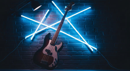 Creative Music Background Collection Featuring Cinematic Instruments, Neon Lights and Atmospheric Scenes.