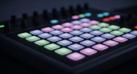 Creative Music Background Collection Featuring Cinematic Instruments, Neon Lights and Atmospheric Scenes.