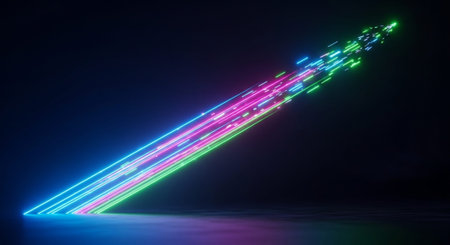 Futuristic Business Growth and Digital Innovation Concept with Glowing Light Trails.