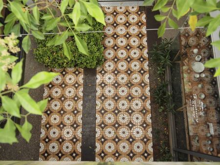 ariel view of courtyardの写真素材