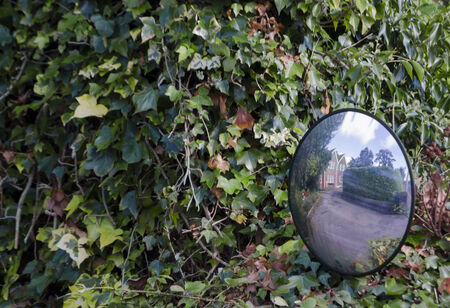 House reflected in mirrorの写真素材