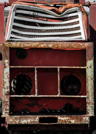 grille of an old tractorの写真素材