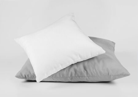 Two pillows isolated, pillows on a white background, two pillows piled against white background