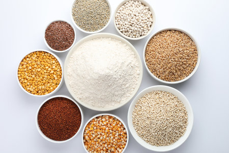 multigrain atta or flour for everyday use at Indian households. wheat, bajra, jowar, corn, rajgira,...
