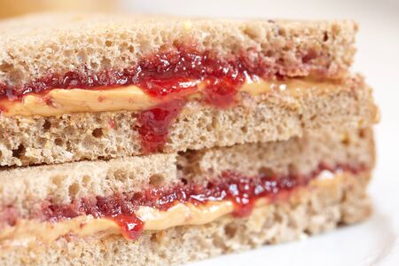 Peanut butter and jelly sandwichの写真素材