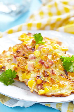 Vegetable Fritters with Hamの写真素材