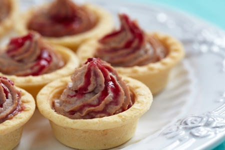 Pate tartlets with onion jam