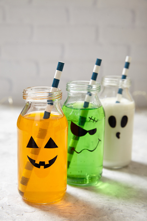 Cute Halloween drinks for a kids partyの写真素材