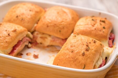 Ham and cheese slidersの写真素材