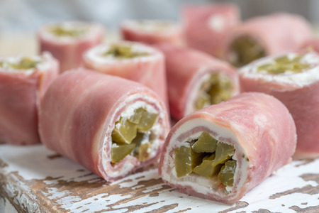 Ham and Pickle Roll Upsの写真素材