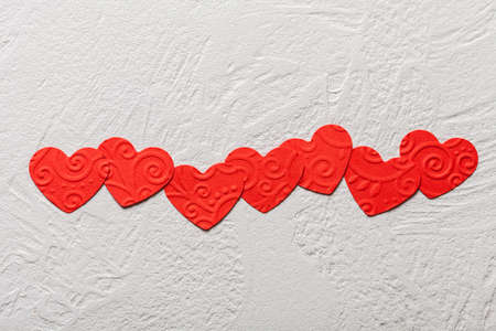 Beautiful paper hearts on white background, close-upの写真素材