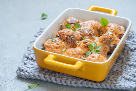 Meatballs in creamy tomato sauceの写真素材