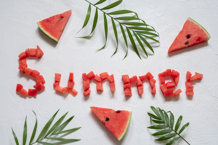 Sliced watermelon on white background. Summer concept.の写真素材