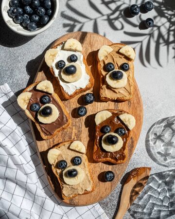 Funny children bear toastsの写真素材