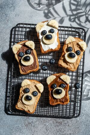 Funny children bear toastsの写真素材