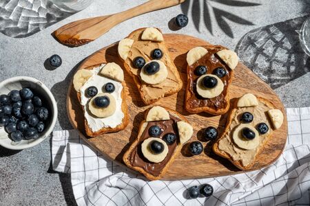 Funny children bear toastsの写真素材